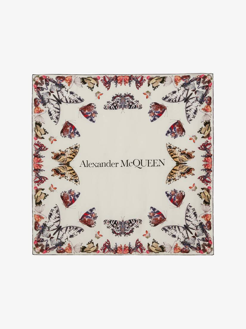 Bufanda Alexander McQueen Butterfly Decay Foulard Mujer - Blancos/Negros - Mexico 425-ZWXBIJ